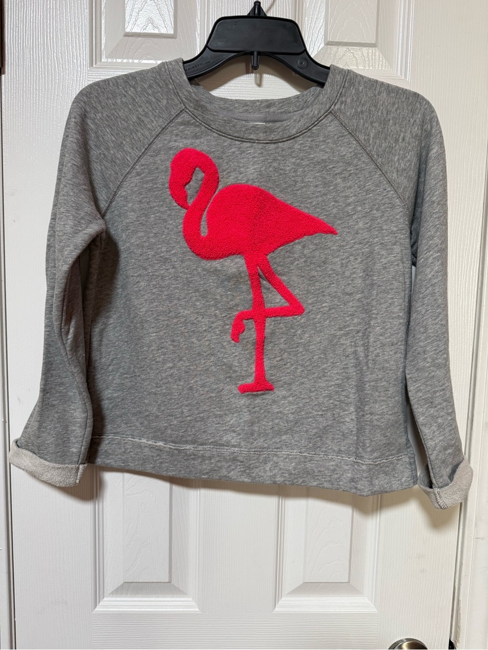 Old Navy Gray Sweatshirt with Hot Pink Flamingo